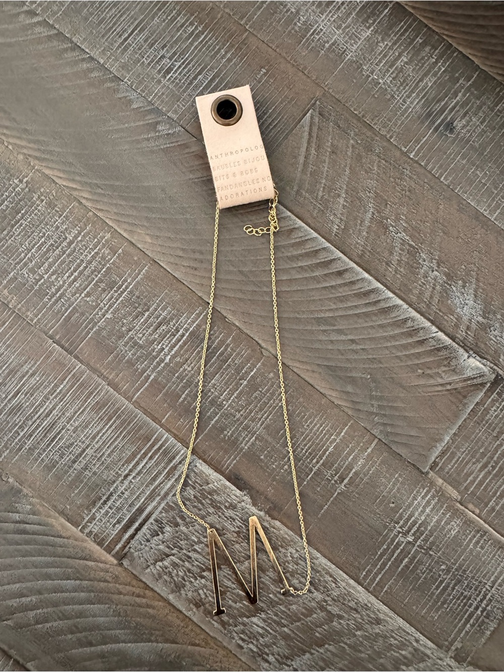 Anthropologie M Initial Gold Initial Necklace